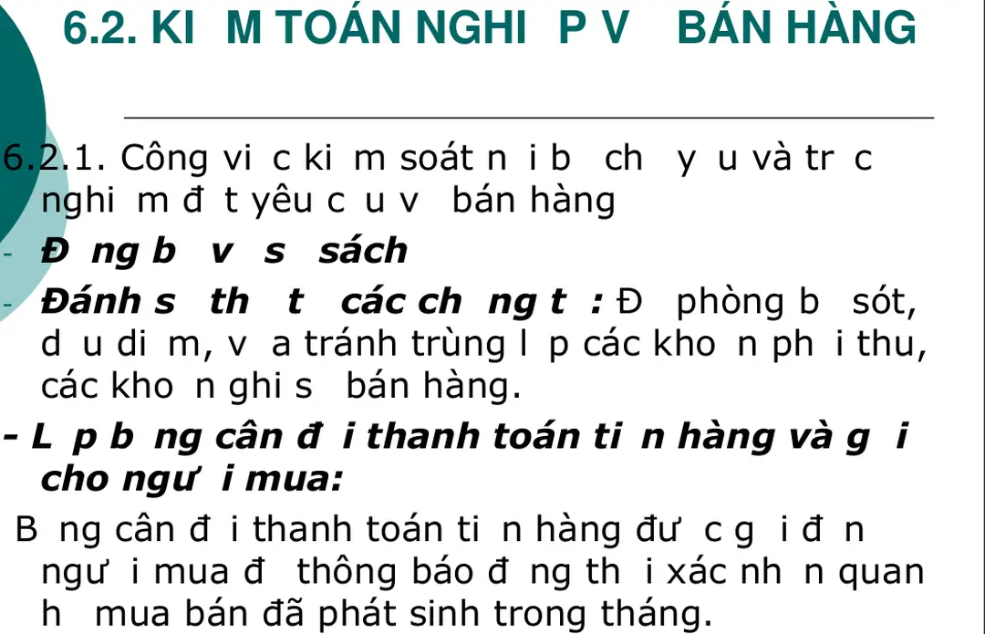 Bảng cân đối thanh toán tiền hàng được gửi đến