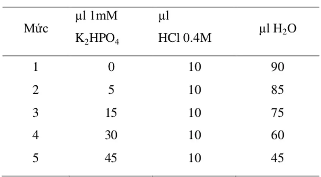 Bảng 3.3. Thang photpho chuẩn theo 5 mức 