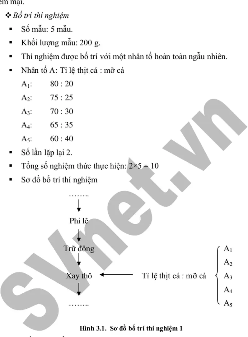 Hình 3.1.  Sơ đồ bố trí thí nghiệm 1 