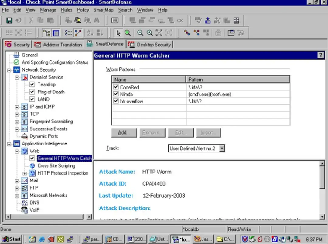 Hình 10. General HTTP Worm Catcher