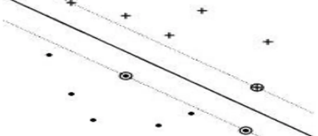 Hình 2.1: Các điểm được khoanh tròn là các vector hỗ trợ