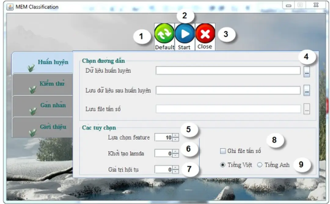 Hình 4.1: Giao diện chức năng huấn luyện