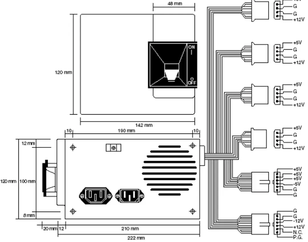 Hình 3.1. Bộ nguồn PC/ XT và các đầu nối