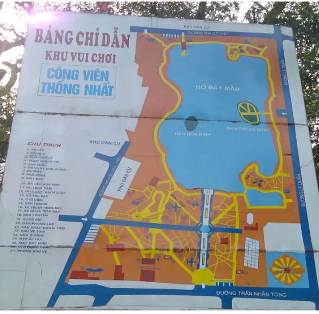 Hình 2 - Bản đồ công viên Thống Nhất 