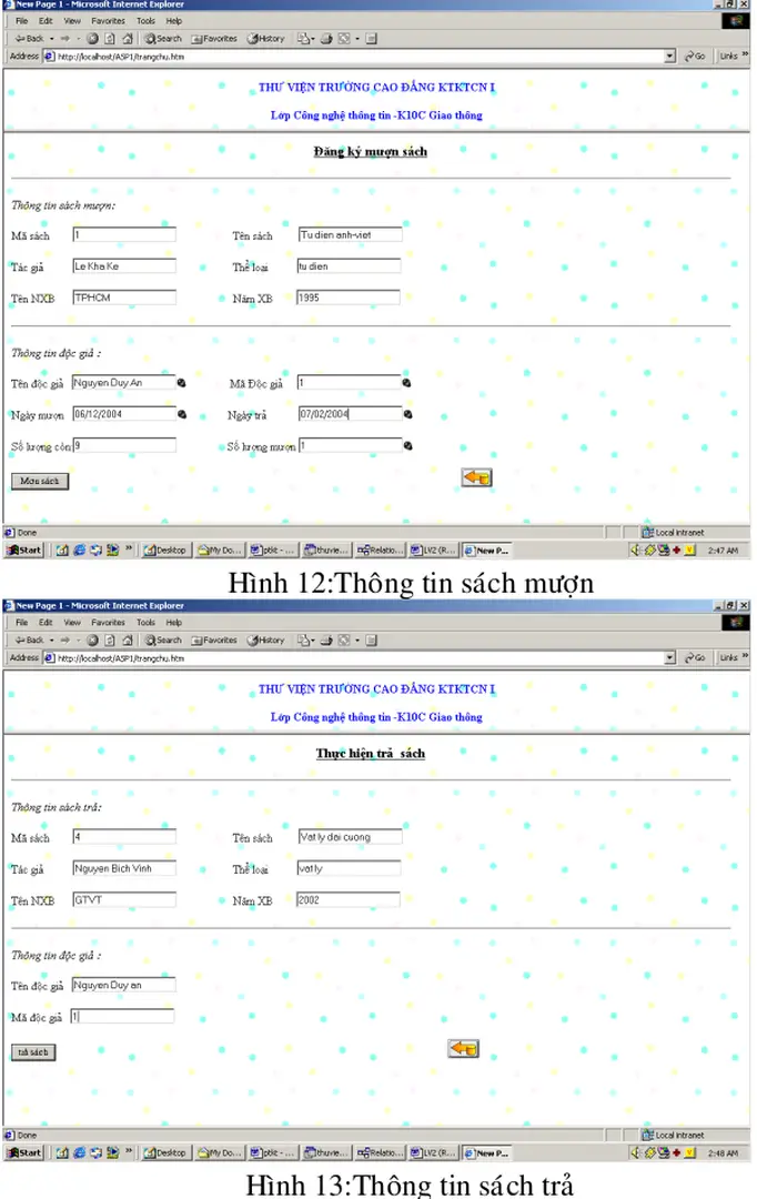 Hình 13:Thông tin sách trả