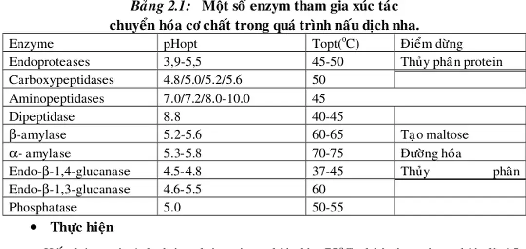 Bảng 2.1:   Một số enzym tham gia xúc tác