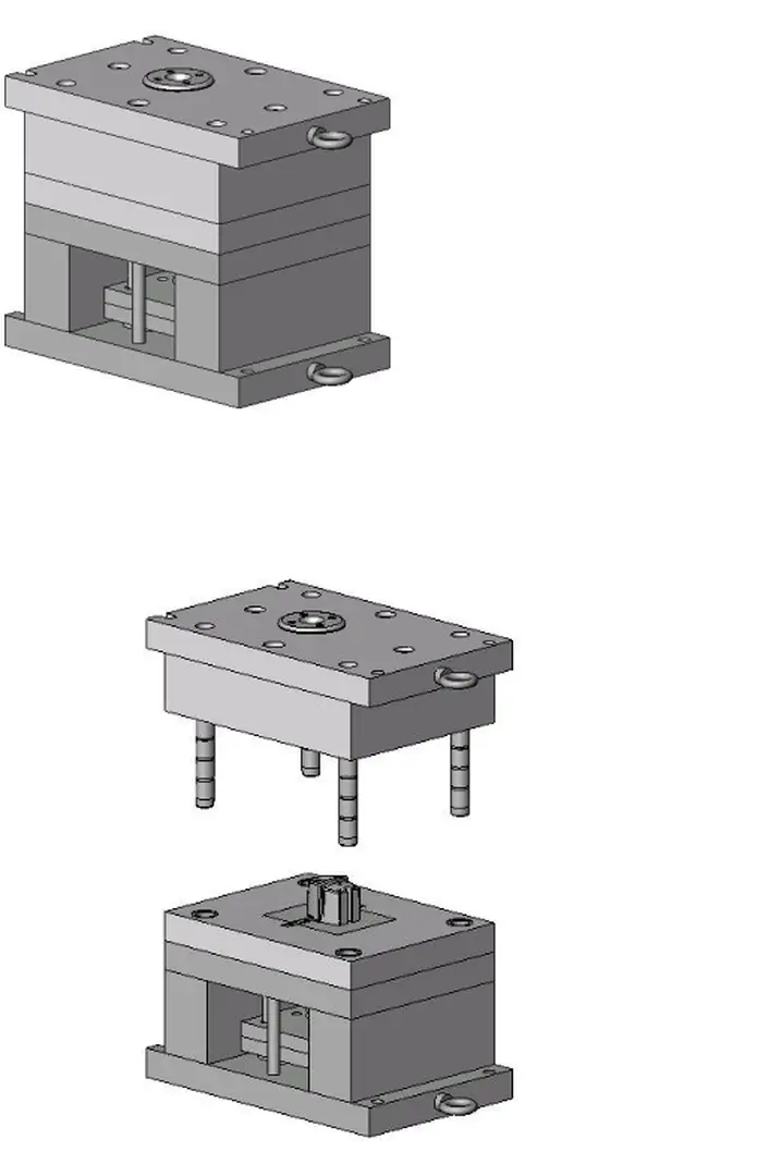 Hình ảnh 3D của khuôn trong trạng thái đóng và mở