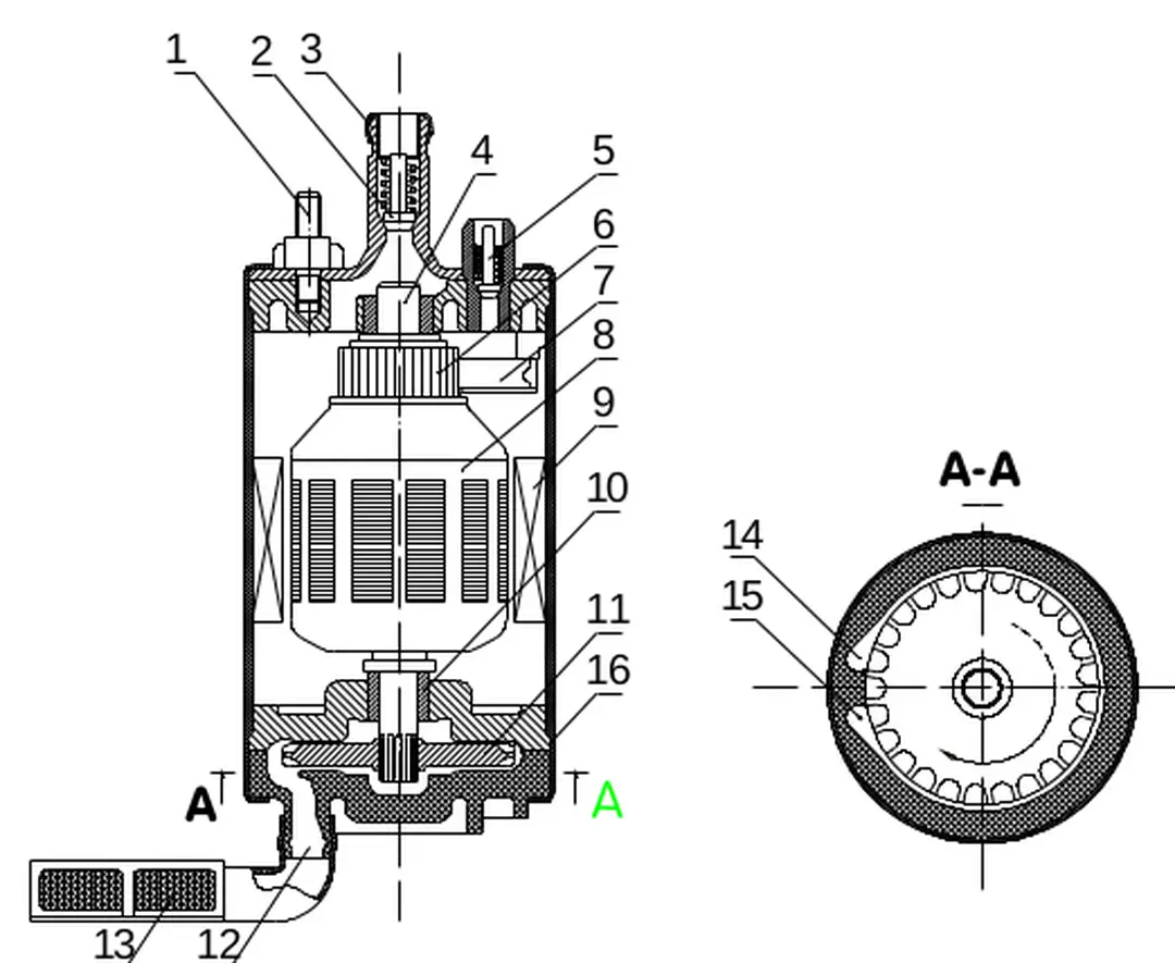 Hình 3.2. Cấu tạo bơm xăng loại  đặt trong thùng chứa.