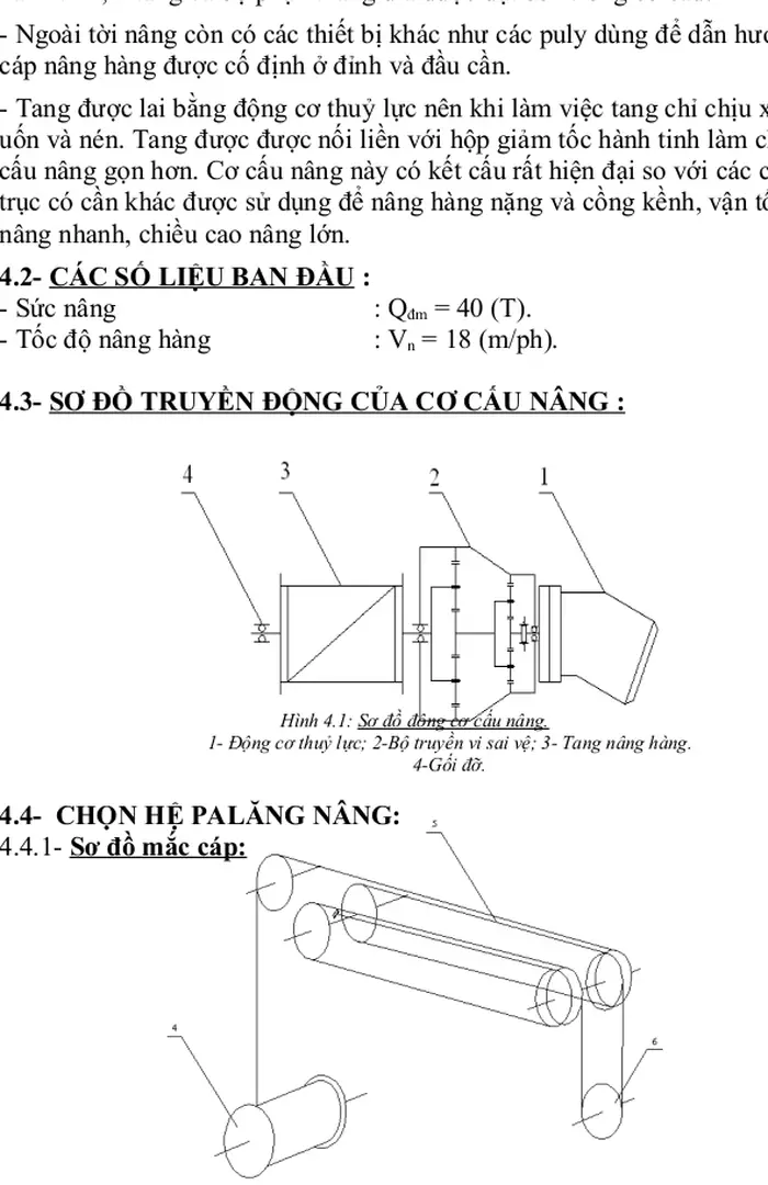 4.3- SƠ ĐỒ TRUYỀN ĐỘNG CỦA CƠ CẤU NÂNG :
