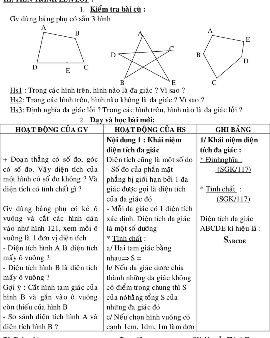 Bảng phụ có kẻ ô vuông, có dán hình vuông, hình chữ nhật, hình thang