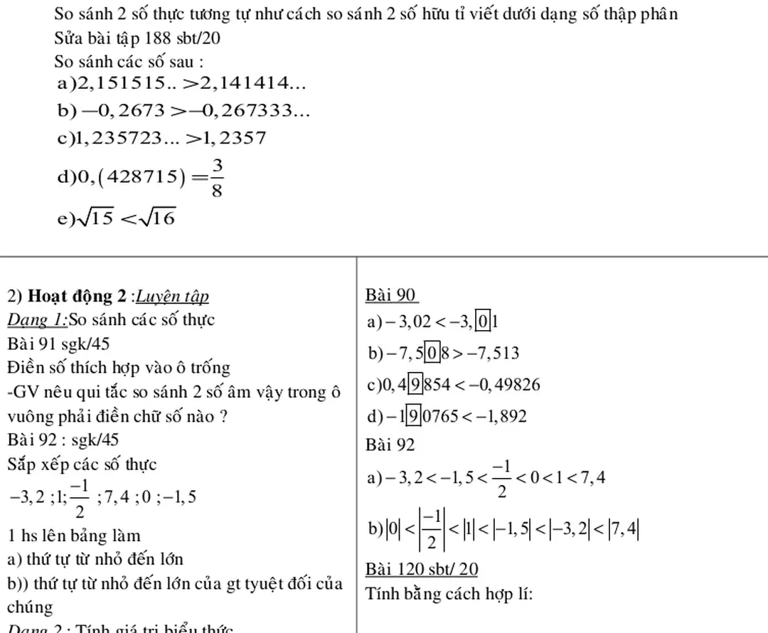 Bảng phụ ghi bài tập 