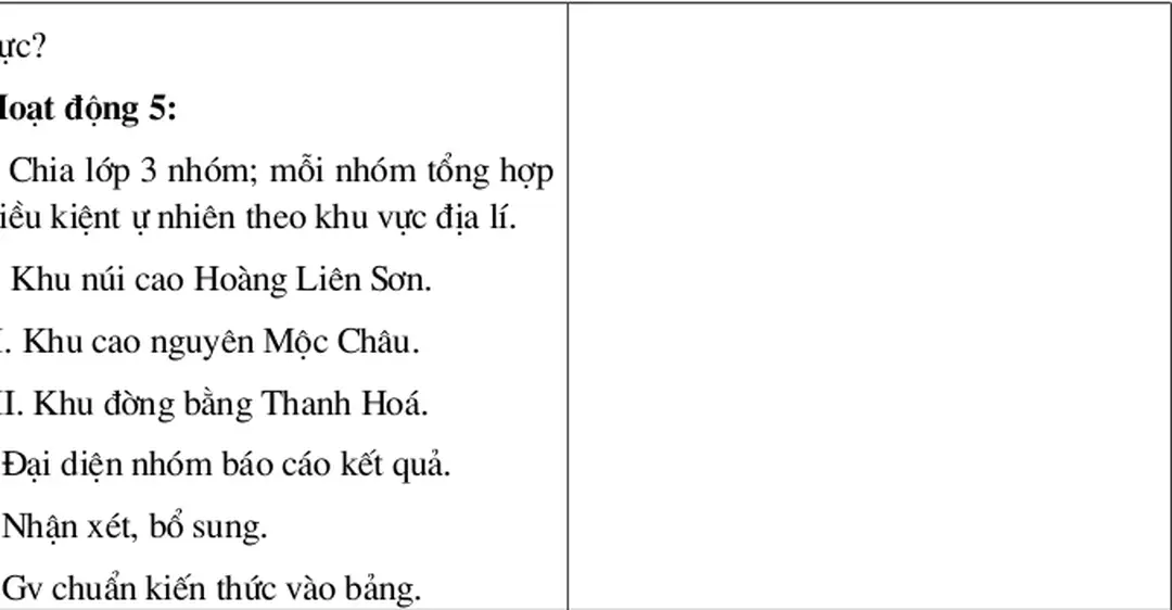 Bảng hệ thống kiến thức.
