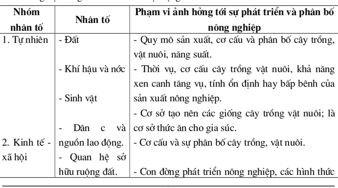 Bảng hệ thống kiến thức của hoạt động 3: