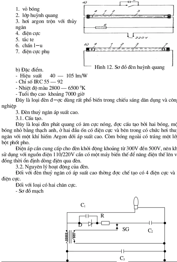 Hình 12. Sơ đồ đèn huỳnh quang