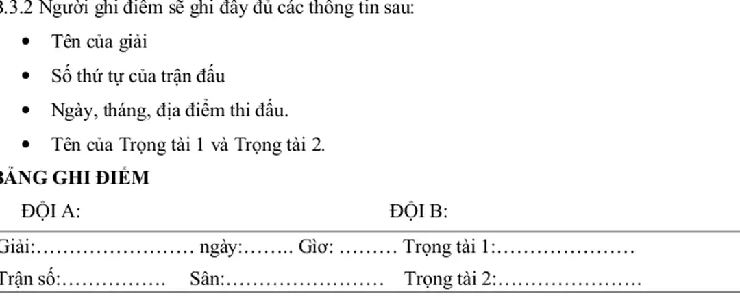 BẢNG GHI ĐIỂM