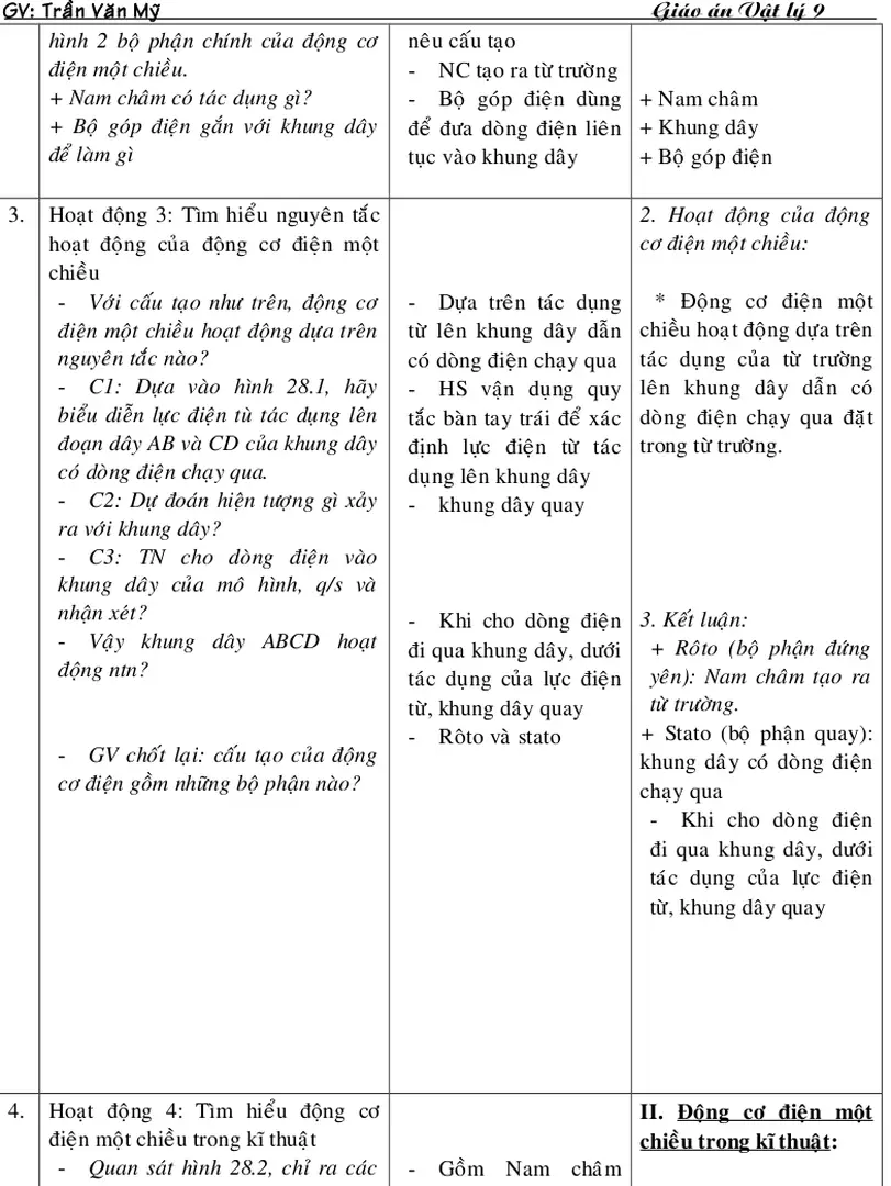 Hình 2 bộ phận chính của động cơ điện một chiều.