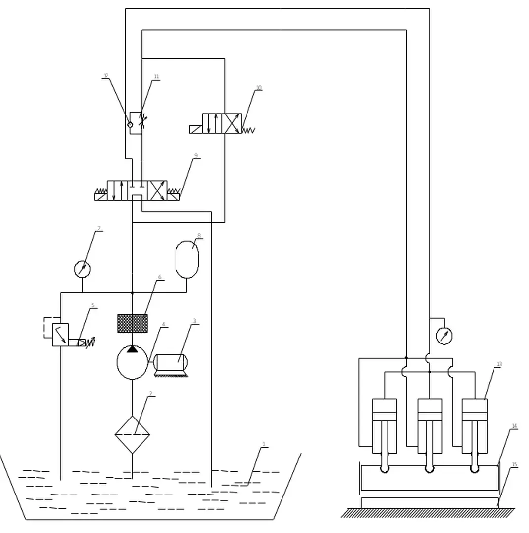 Hình 7.3Sơ đồ nguyên lý máy nhấn thủy lực