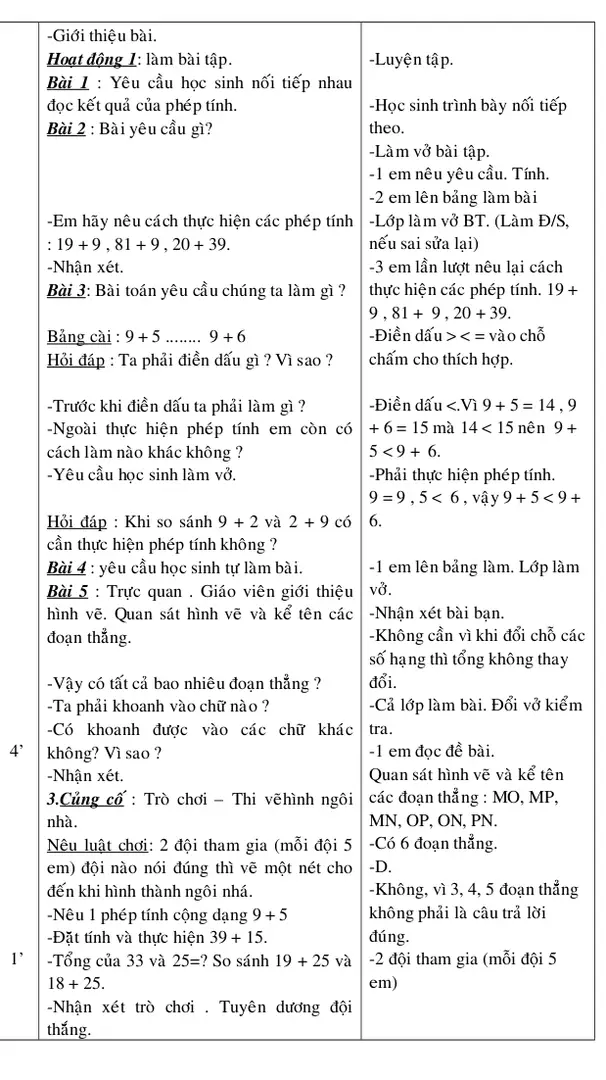 Bảng cài : 9 + 5 ........  9 + 6