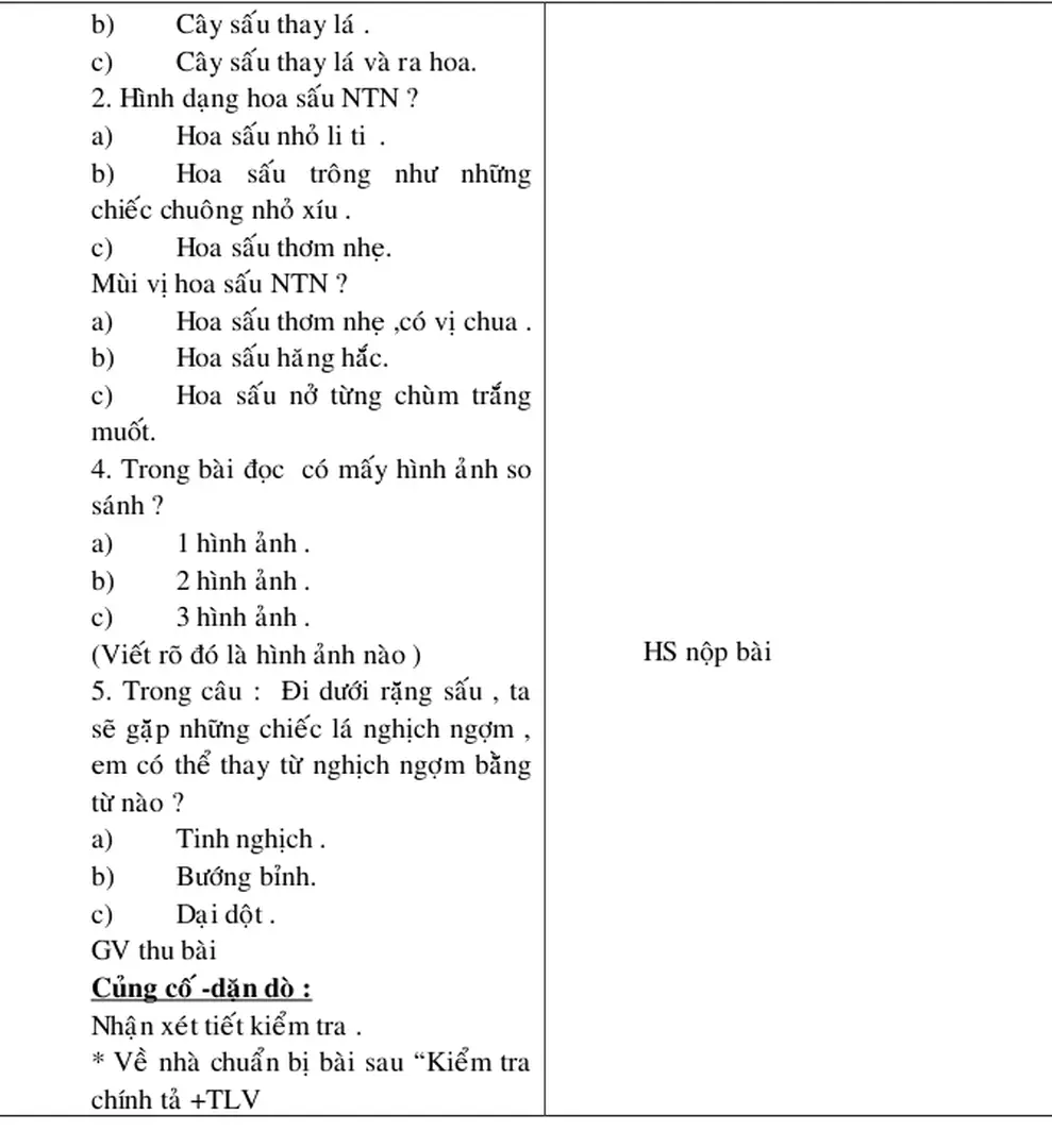 2. Hình dạng hoa sấu NTN ?  a) Hoa sấu nhỏ li ti  .