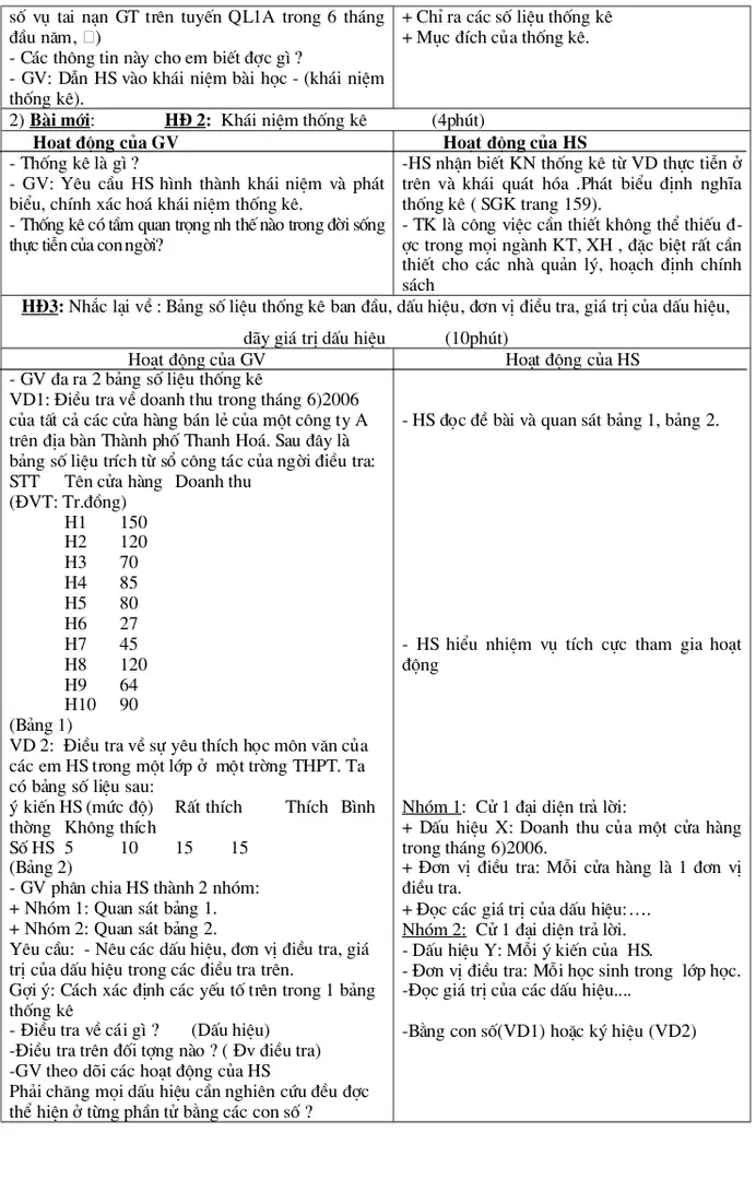 - HS đọc đề bài và quan sát bảng 1, bảng 2.