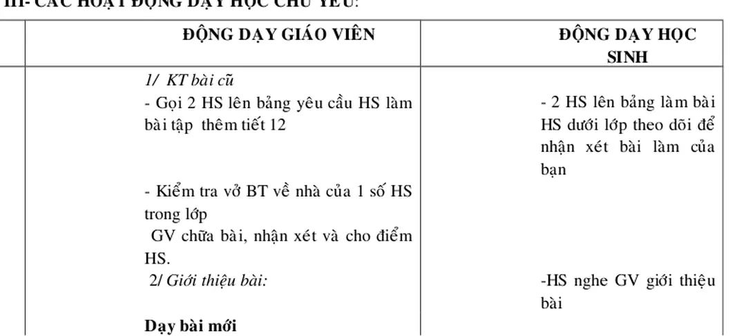    2. Bảng viết sẵn bảng số BT4.