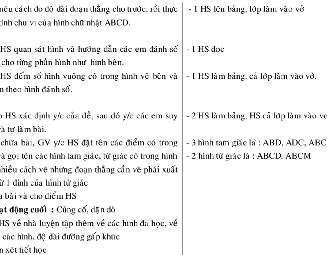 Hình và gọi tên các hình tam giác, tứ giác có trong hình