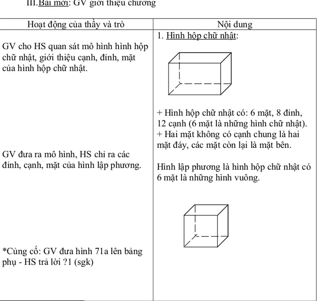 Tiết 55: HÌNH HỘP CHỮ NHẬT