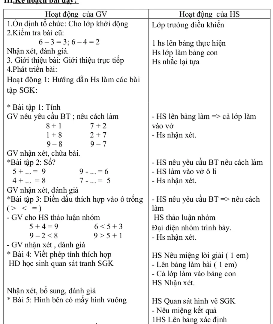 * Bài 5: Hình bên có mấy hình vuông