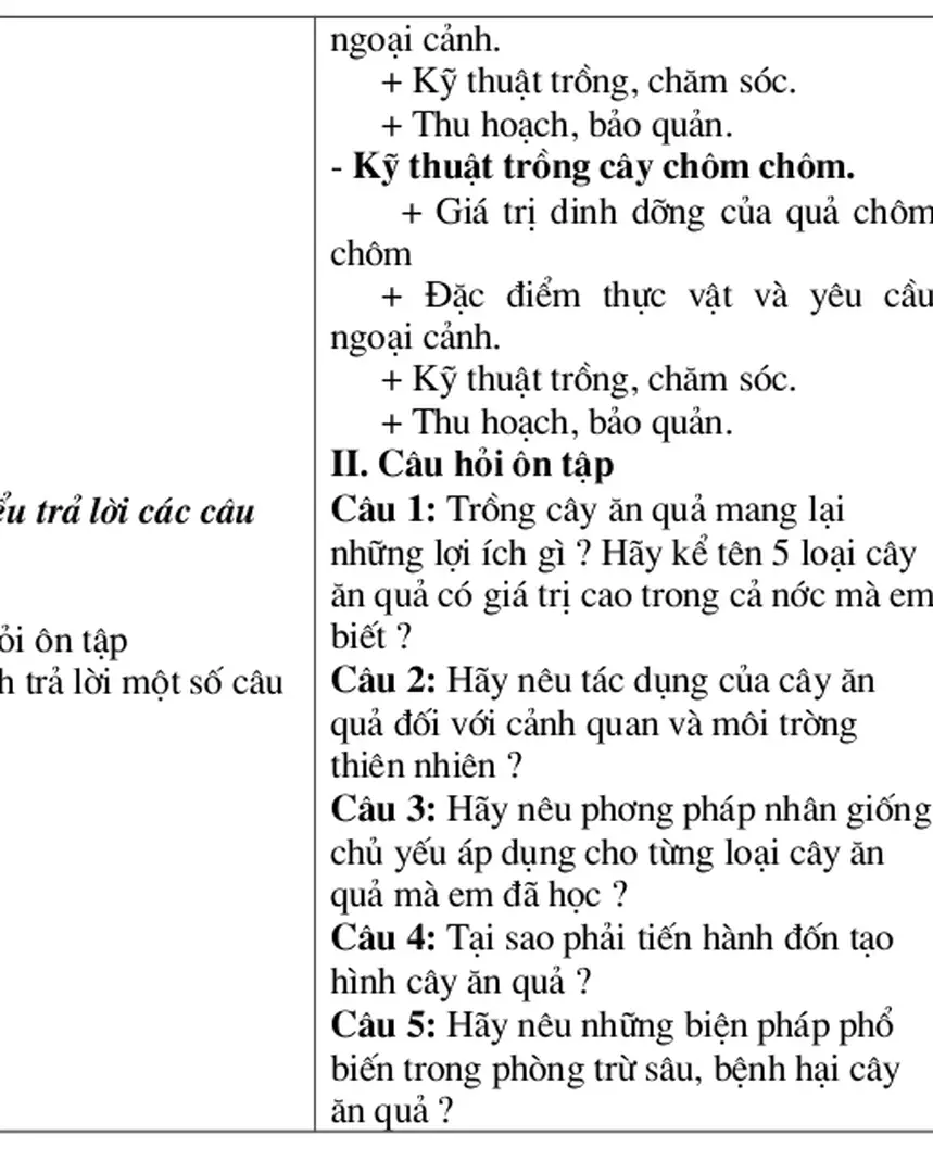 Hình cây ăn quả ?