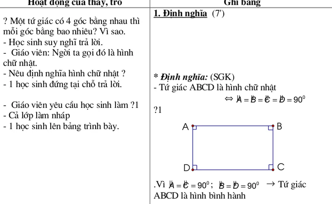 Hình chữ nhật A. Mục tiêu: