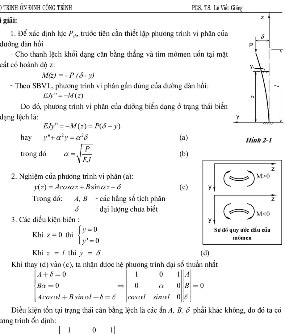 Sơ đồ quy ước dấu của  mọmen 