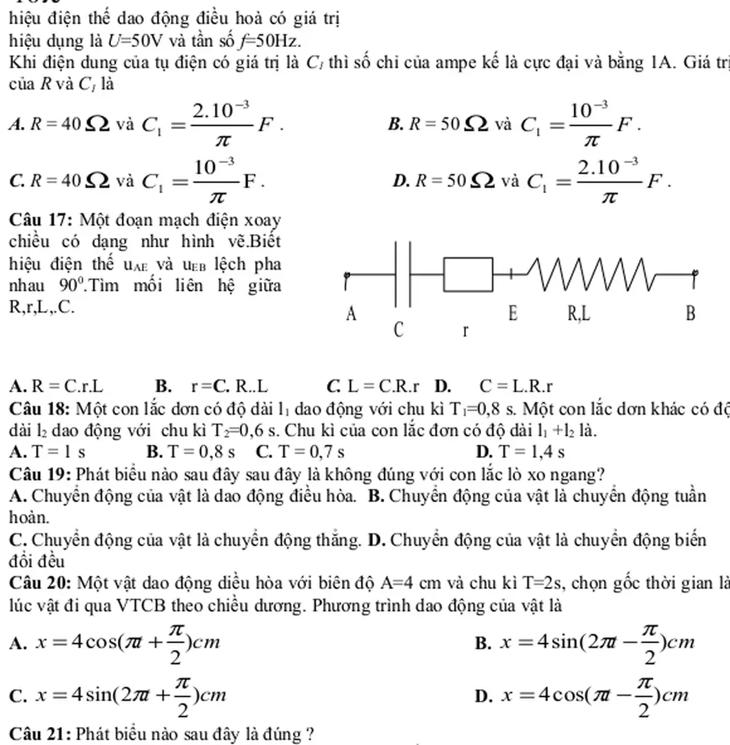 Hình vẽ bên.  Cuộn dây có  r = 10 Ω ,  L=