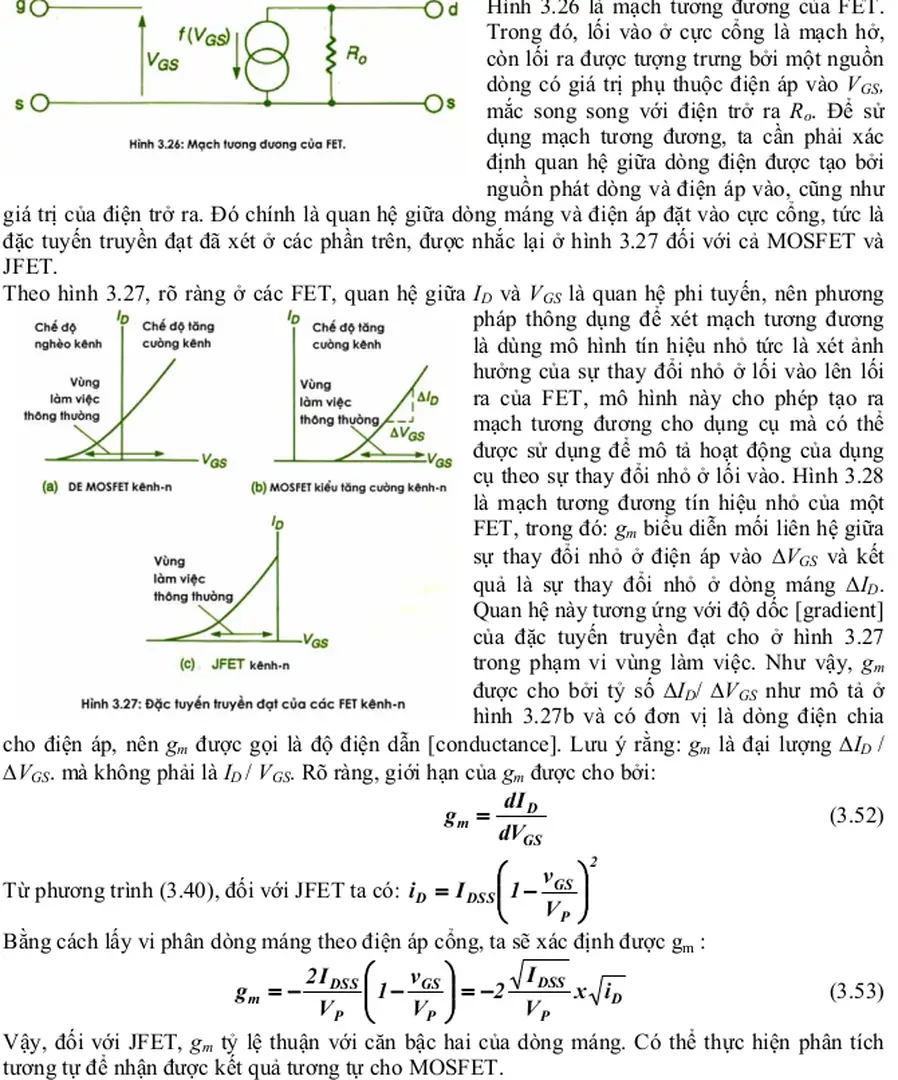 Hình 3.26 là mạch tương  đương của FET. 
