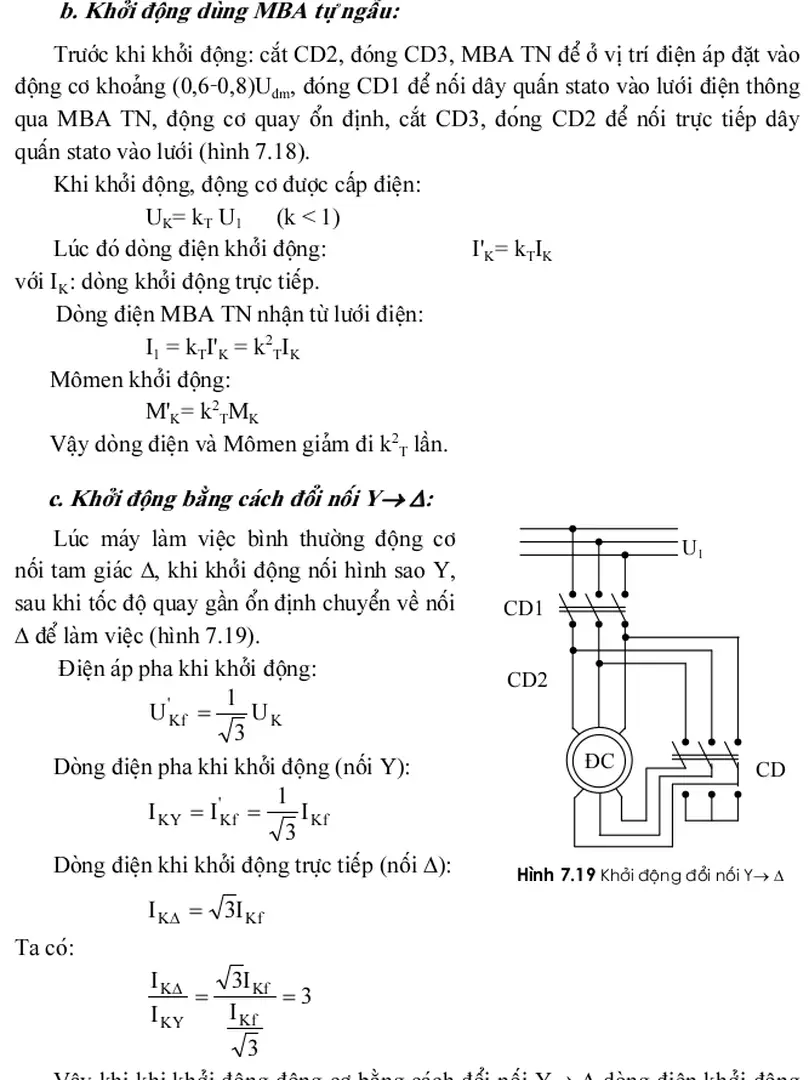 Hình 7.19  Khởi động đổi nối Y→ Δ 