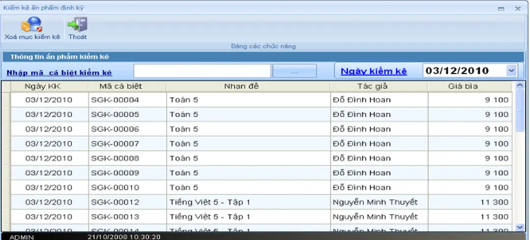 8.2. Bảng kê ấn phẩm đã kiểm kê