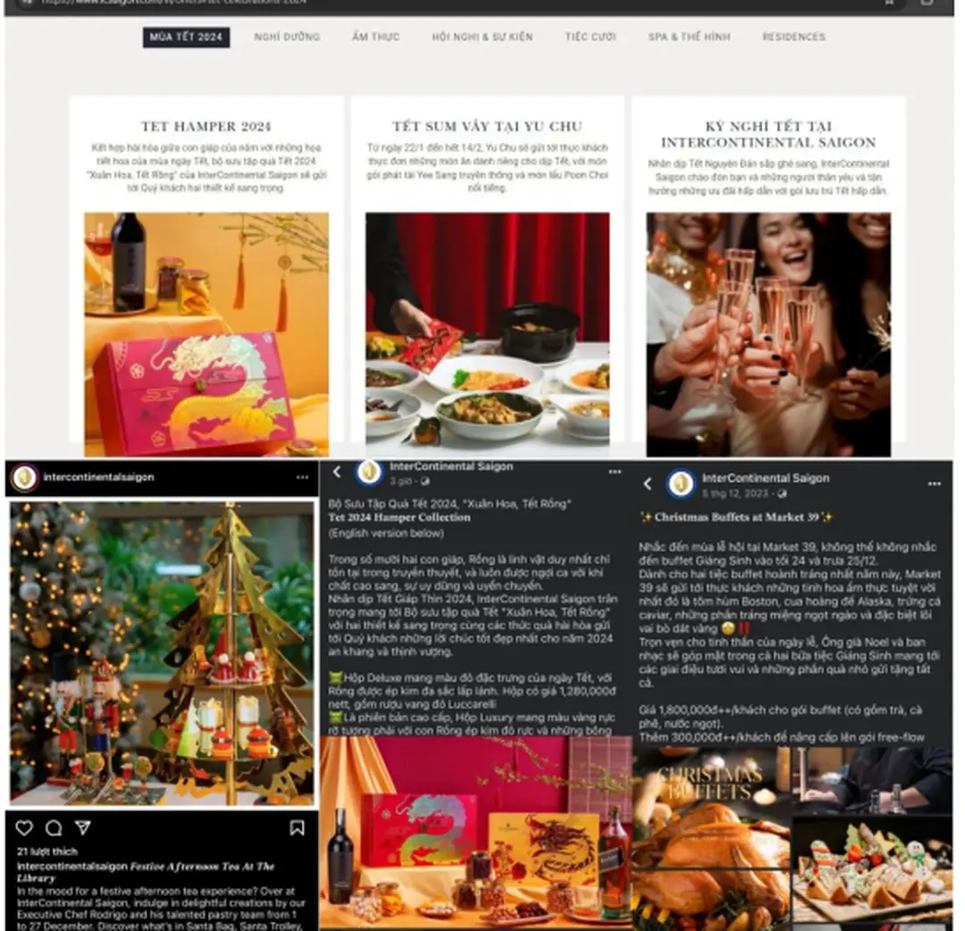 Hình 1. 2: Khách sạn quảng bá các sản phẩm vào các dịp lễ qua các nền tảng mạng xã hội