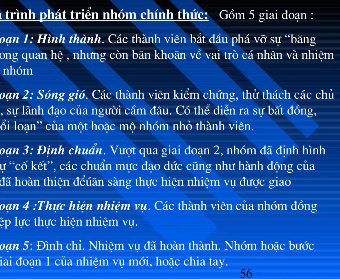 Giai đoạn 1: Hình thành. Các thành viên bắt đầu phá vỡ sự “băng 