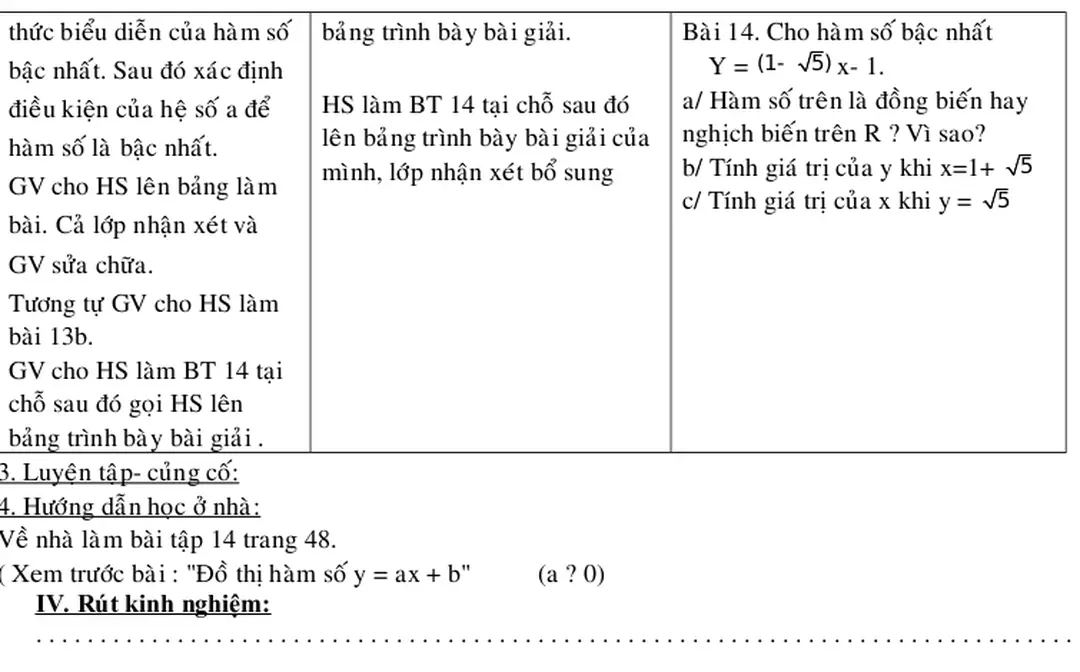 Bảng trình bày bài giải.