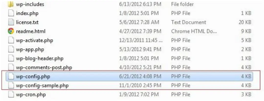 Hình 3.2.1: File cấu hình Wordpress