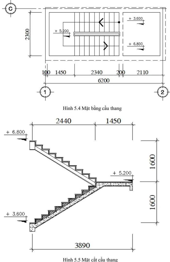 Hình 5.4 Mặt bằng cầu thang