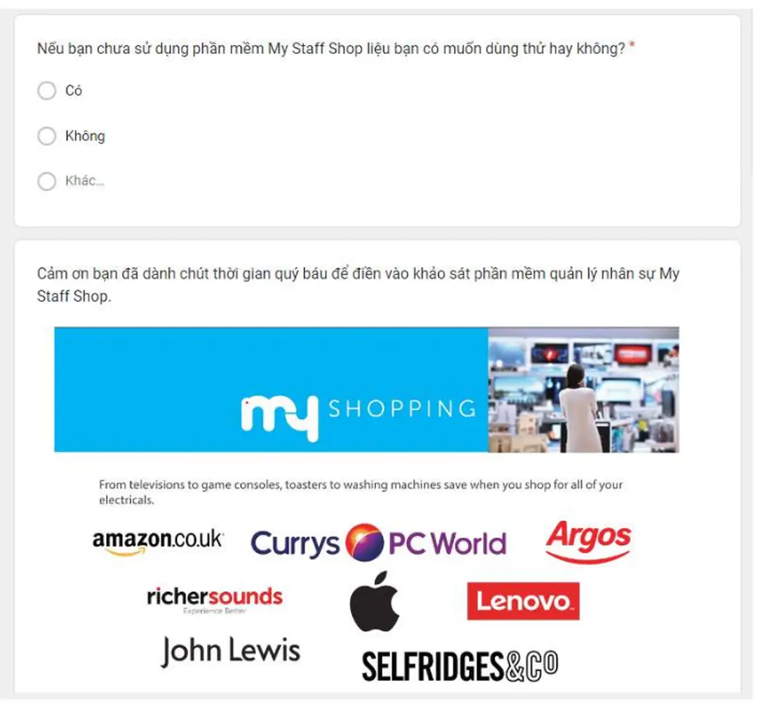 Hình 8: Câu hỏi khảo sát 13