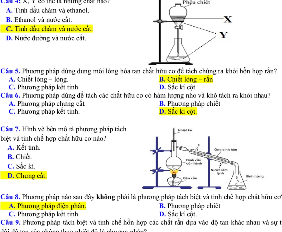 Câu 7. Hình vẽ bên mô tả phương pháp tách 