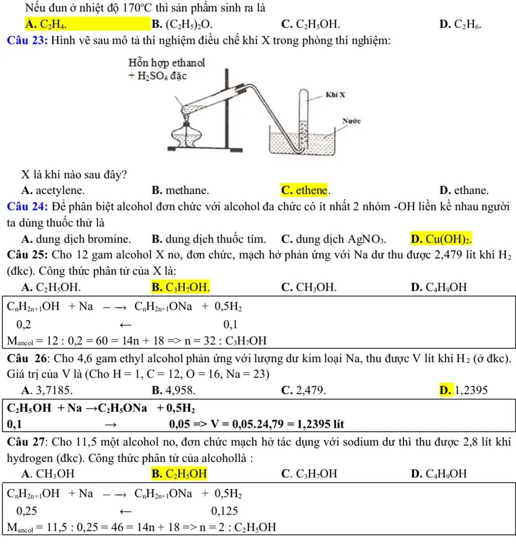 Câu 23: Hình vẽ sau mô tả thí nghiệm điều chế khí X trong phòng thí nghiệm: