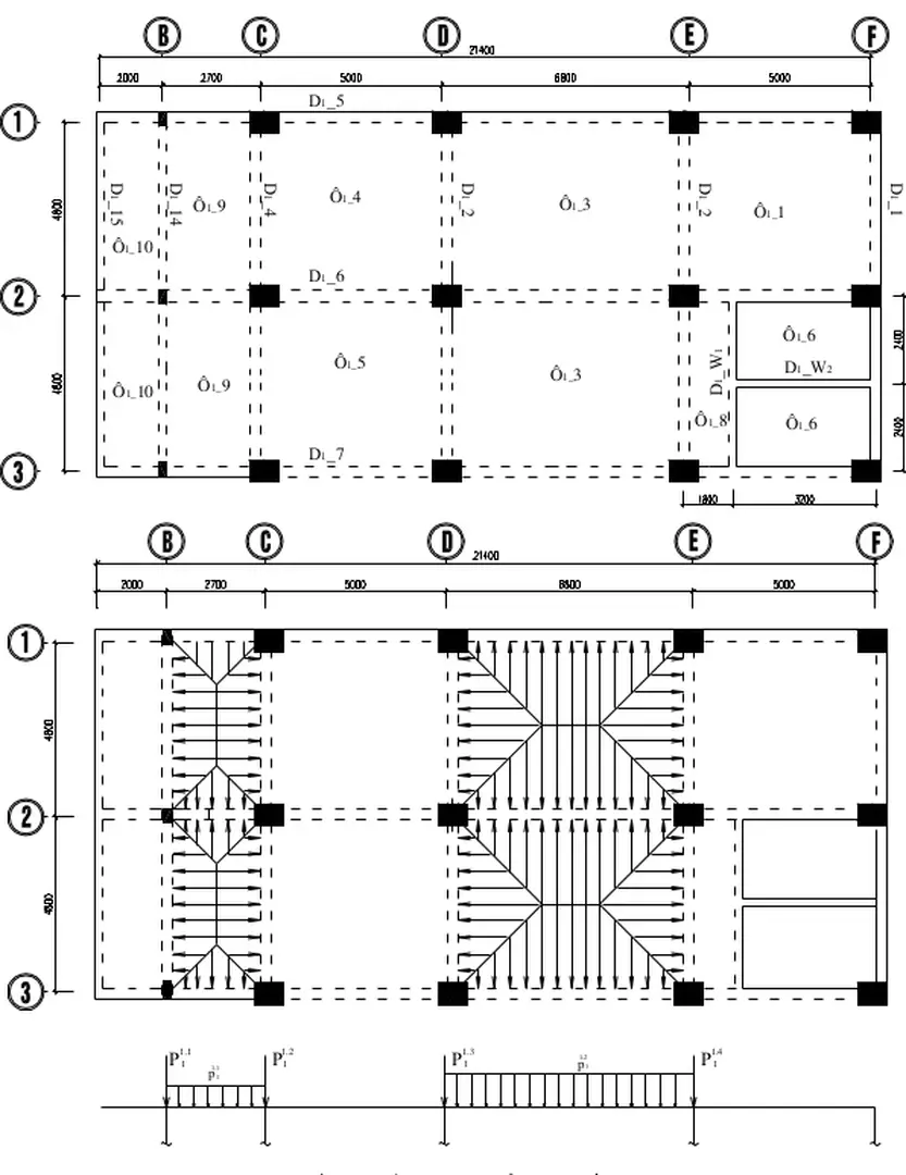 Sơ đồ truyền hoạt tải 1- Tầng 1