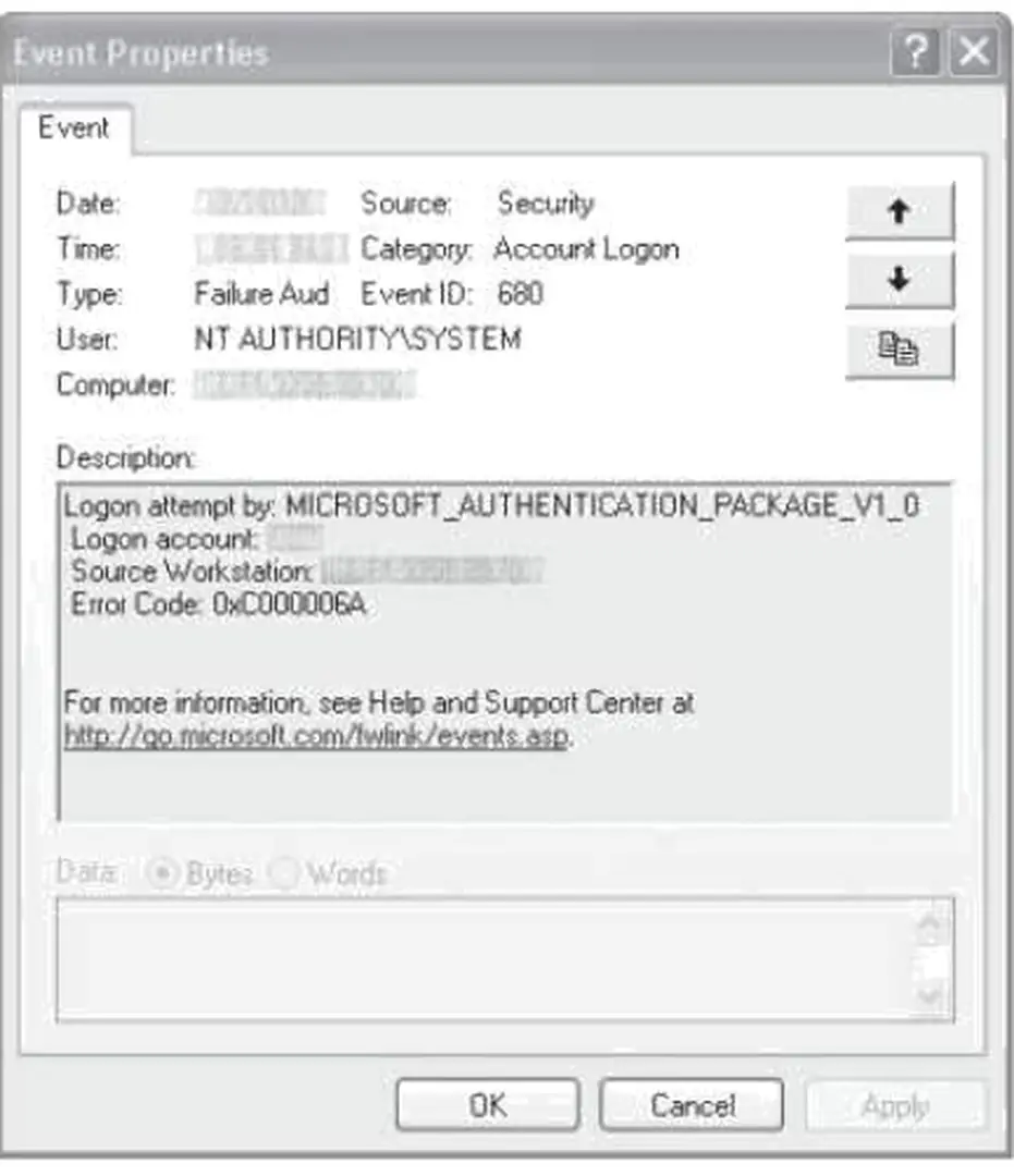 Hình 1.2 Windows event log