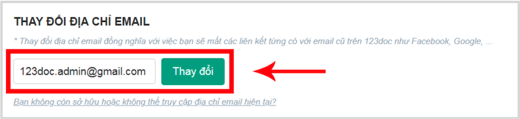 Thay đổi địa chỉ email